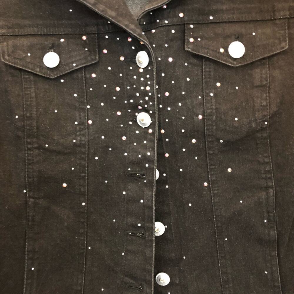 Christine Alexander Black Denim Jacket Embellished Small - Picture 3 of 7